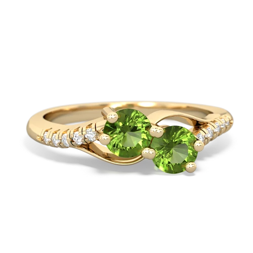 peridot-peridot two stone infinity ring