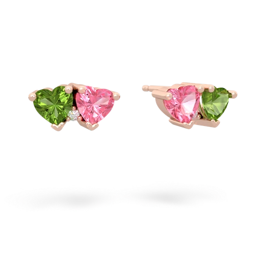 peridot-pink sapphire  earrings