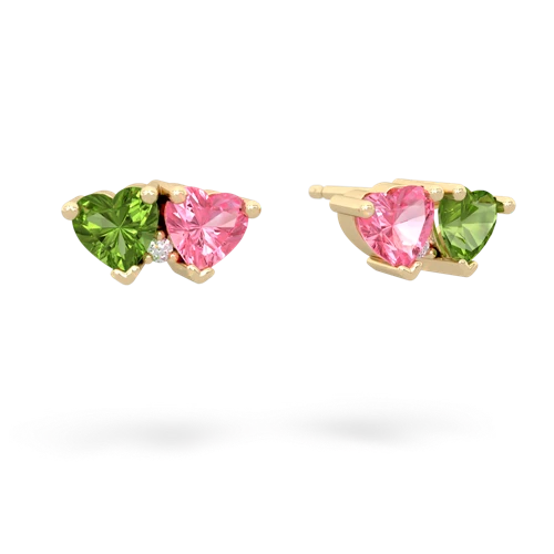 peridot-pink sapphire  earrings