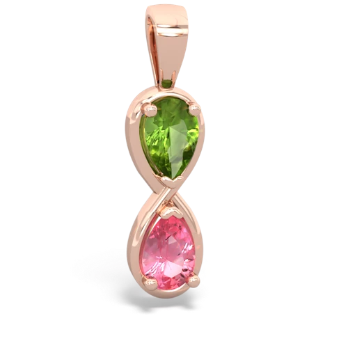 peridot-pink sapphire infinity pendant