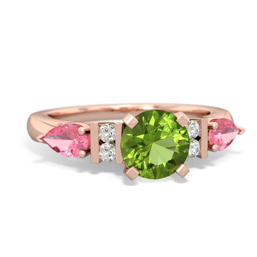 peridot-pink sapphire engagement ring