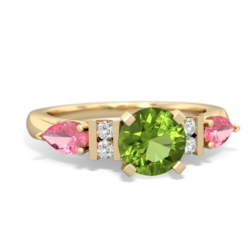 peridot-pink sapphire engagement ring