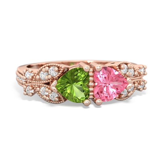 peridot-pink sapphire keepsake butterfly ring