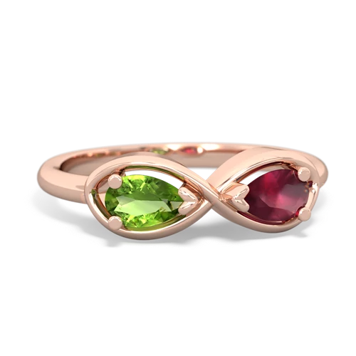 peridot-ruby infinity ring