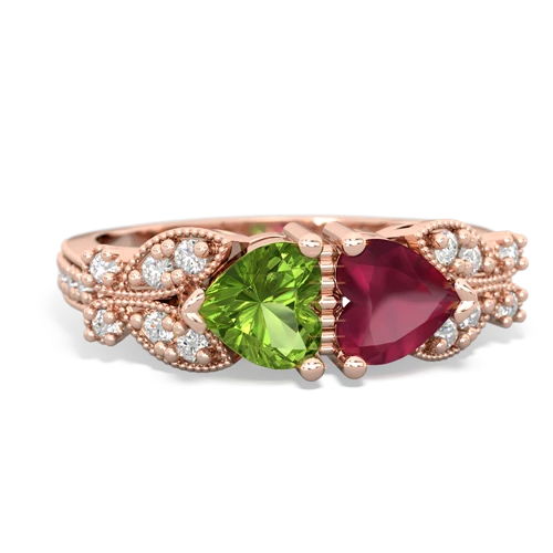 peridot-ruby keepsake butterfly ring