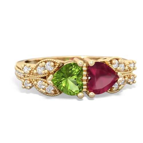 peridot-ruby keepsake butterfly ring