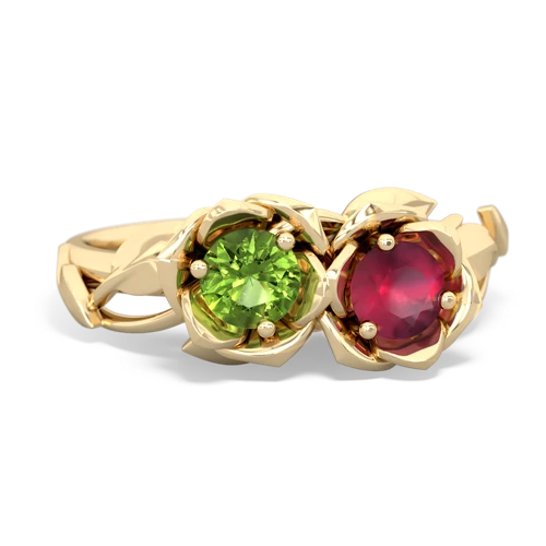 peridot-ruby roses ring