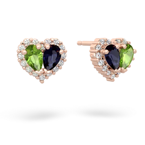 peridot-sapphire halo-heart earrings