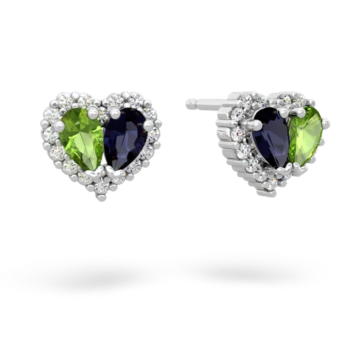 peridot-sapphire halo-heart earrings