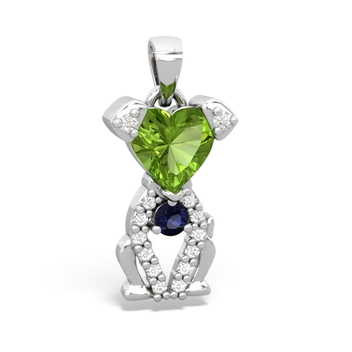 peridot-sapphire birthstone puppy pendant