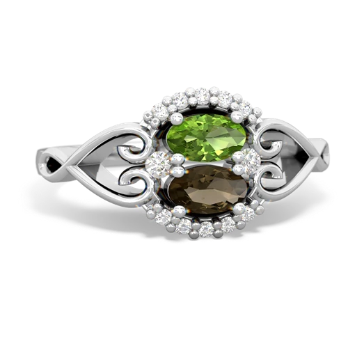 peridot-smoky quartz antique keepsake ring