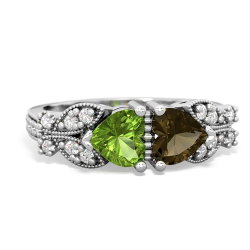 peridot-smoky quartz keepsake butterfly ring