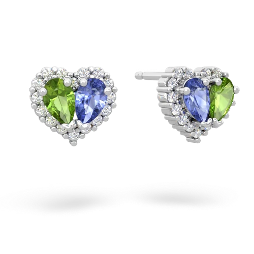 peridot-tanzanite halo-heart earrings