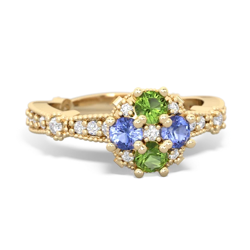 peridot-tanzanite art deco engagement ring