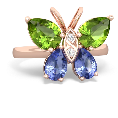 peridot-tanzanite butterfly ring