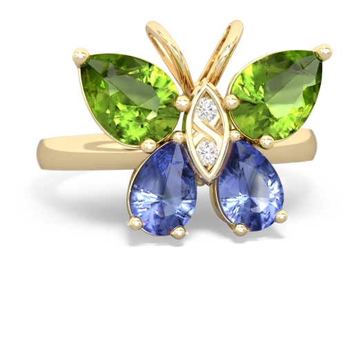 peridot-tanzanite butterfly ring