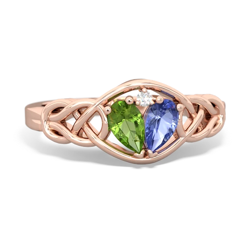 peridot-tanzanite celtic knot ring