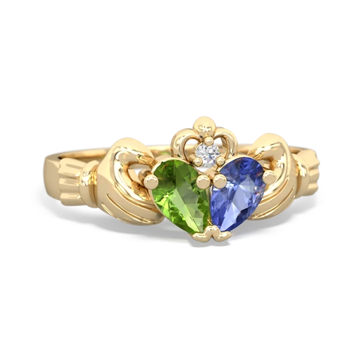 peridot-tanzanite claddagh ring