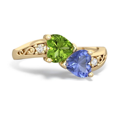 peridot-tanzanite filligree ring