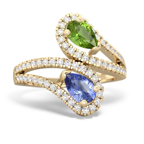 peridot-tanzanite pave swirls ring