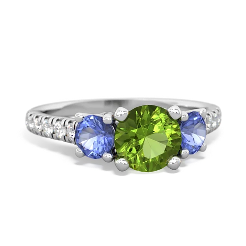 peridot-tanzanite trellis pave ring