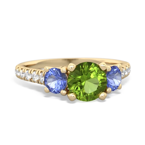 peridot-tanzanite trellis pave ring