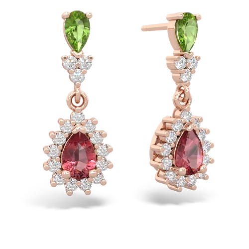 peridot-tourmaline dangle earrings