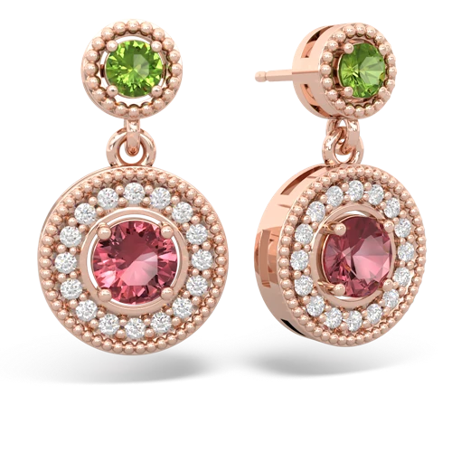 peridot-tourmaline halo earrings