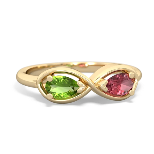 peridot-tourmaline infinity ring