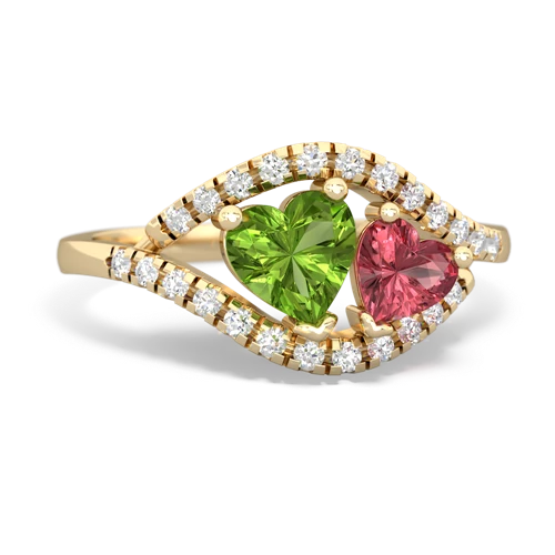 peridot-tourmaline mother child ring