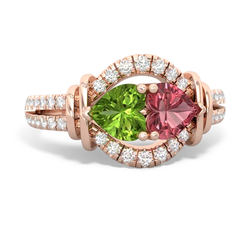 peridot-tourmaline pave keepsake ring