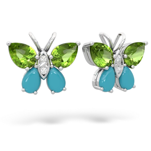 peridot-turquoise butterfly earrings