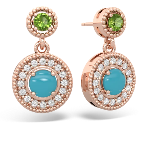 peridot-turquoise halo earrings