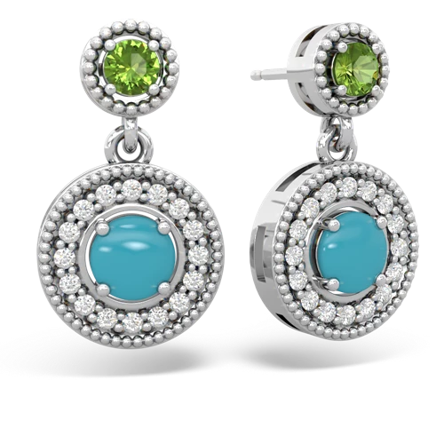 peridot-turquoise halo earrings