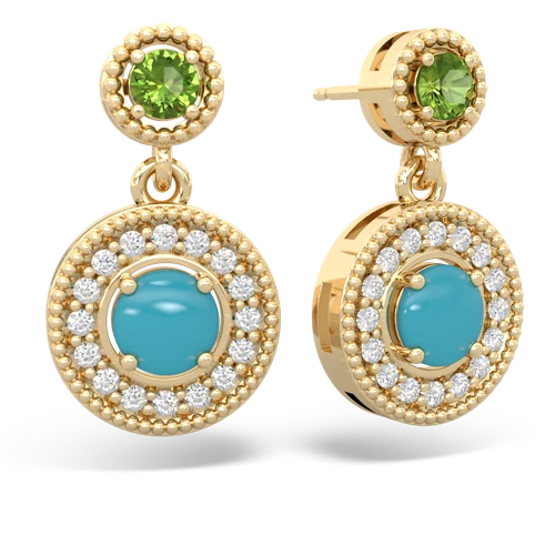 peridot-turquoise halo earrings