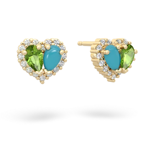 peridot-turquoise halo-heart earrings