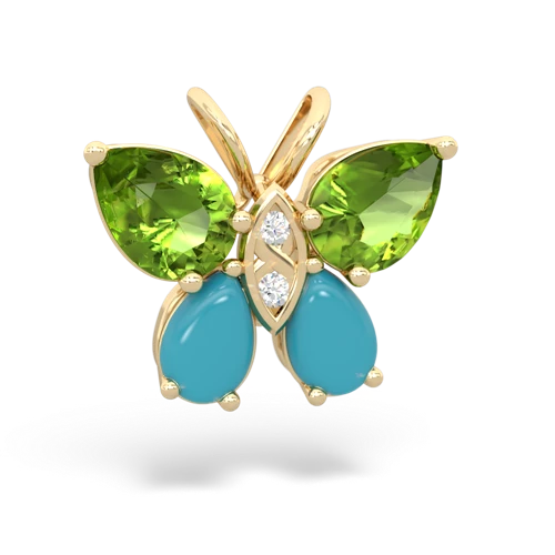 peridot-turquoise butterfly pendant