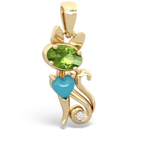 peridot-turquoise kitten pendant