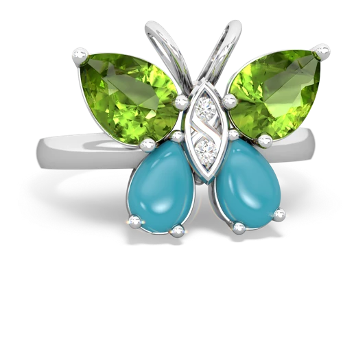 peridot-turquoise butterfly ring