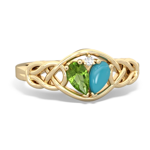 peridot-turquoise celtic knot ring