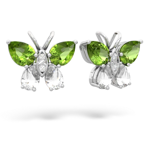 peridot-white topaz butterfly earrings