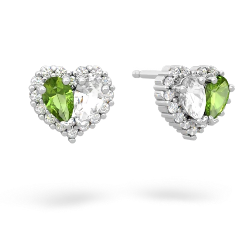 peridot-white topaz halo-heart earrings