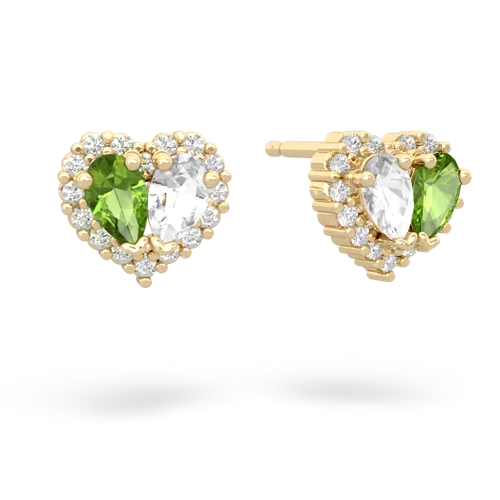 peridot-white topaz halo-heart earrings