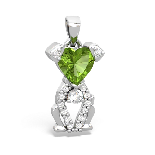 peridot-white topaz birthstone puppy pendant