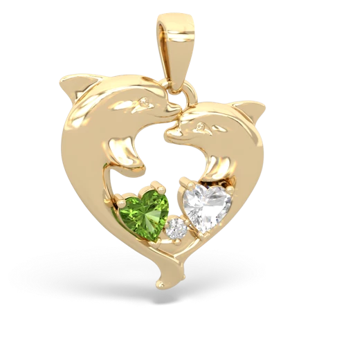 peridot-white topaz dolphins pendant