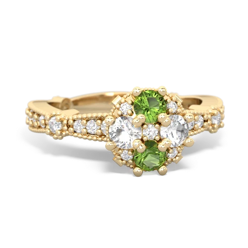 peridot-white topaz art deco engagement ring