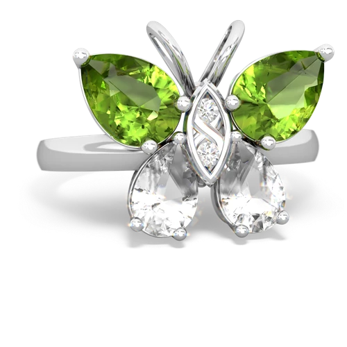 peridot-white topaz butterfly ring