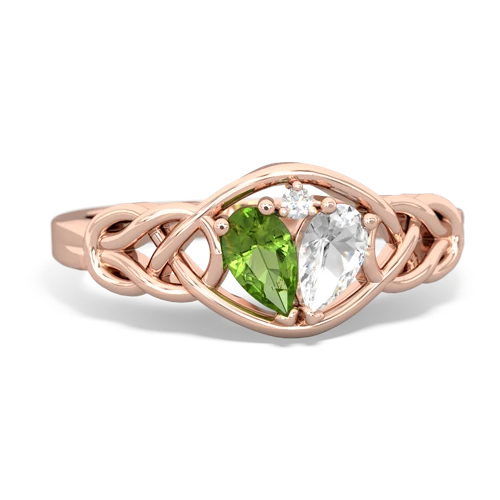 peridot-white topaz celtic knot ring