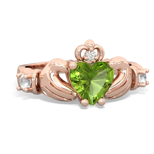 peridot-white topaz claddagh ring