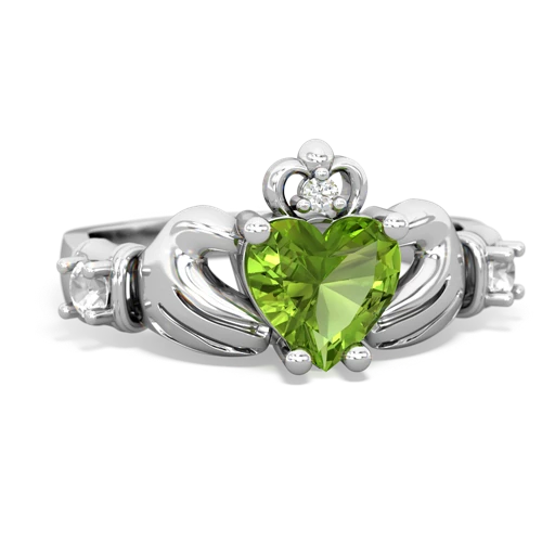 peridot-white topaz claddagh ring